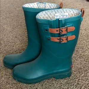 Teal blue mid- calf Chooka Rain Boots